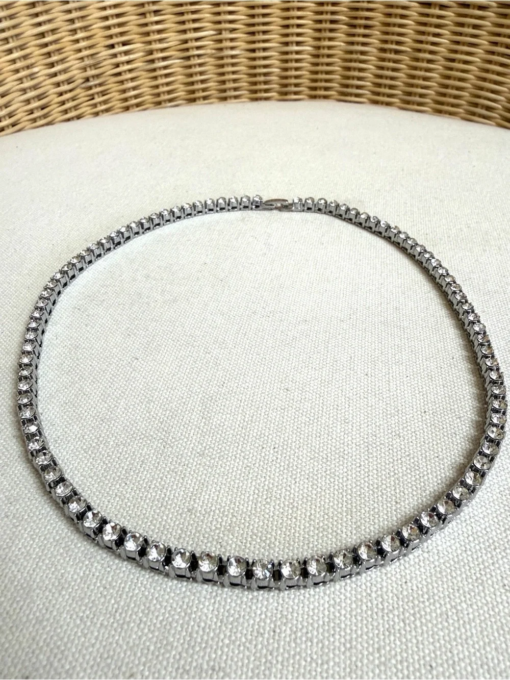 NWT Classic Silver-Tone Crystal Tennis Necklace 4mm / 18 inch - Picture 3 of 8